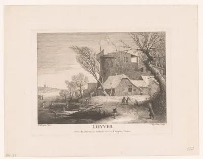 Winterlandschap met een huis aan het water
