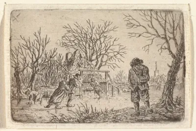 Winterlandschap met figuren