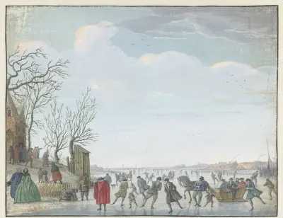 Winterlandschap met ijsvermaak