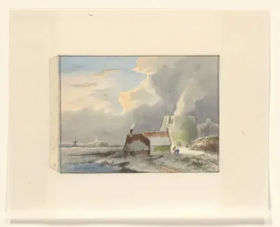 Winterlandschap met kalkoven