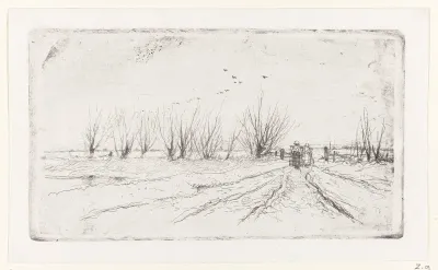 Winterlandschap met melkmeisjes
