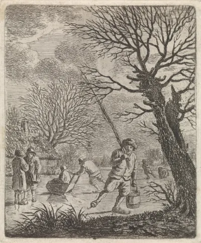 Winterlandschap met schaatser