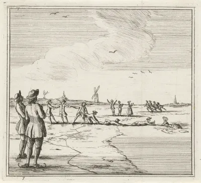 Winterlandschap met schaatsers