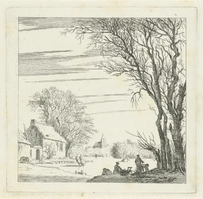 Winterlandschap met schaatsers
