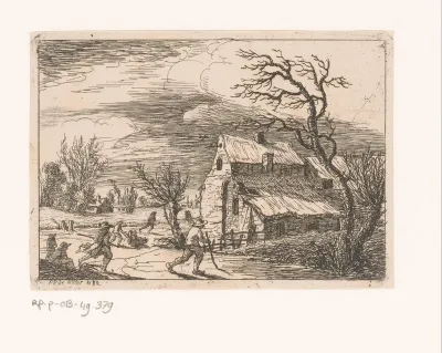 Winterlandschap met wintervermaak op het ijs