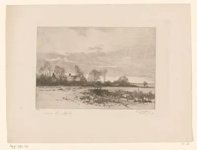 Winters weidelandschap met boerderij