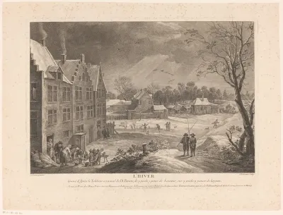 Winterse dorpsscène