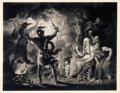 Witchcraft: Macbeth seeing the three witches, with other horrifying visions