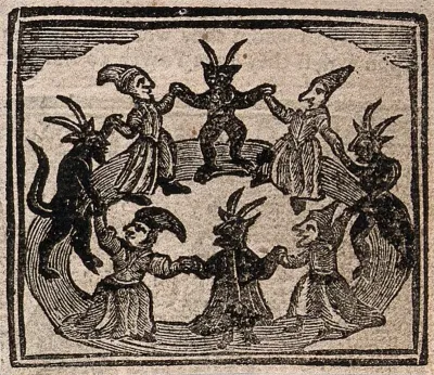 Witchcraft: witches and devils dancing in a circle