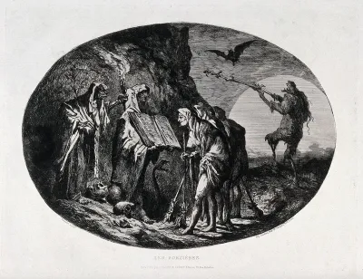 Witches meeting and performing spell