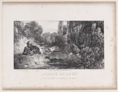 Wolf Hunt: Animal Wounded and Attacked by Dogs, from "Hunting Scenes"