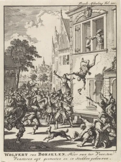Wolfert van Borselen te Delft uit het venster geworpen en vermoord, 1299