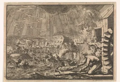 Wolkbreuk en overstroming te Bretzhofen in Frankenland, 1627