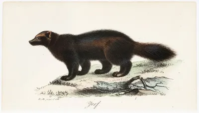 Wolverine, illustration for the magazine Tidskrift för jägare och naturforskare (No. 8/1832)
