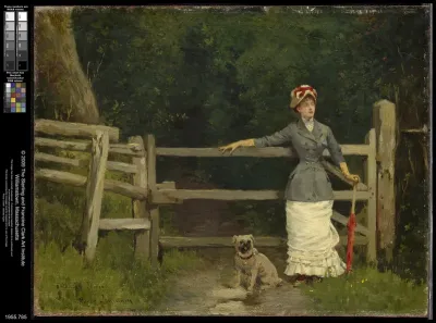 Woman and Dog at the Gate
