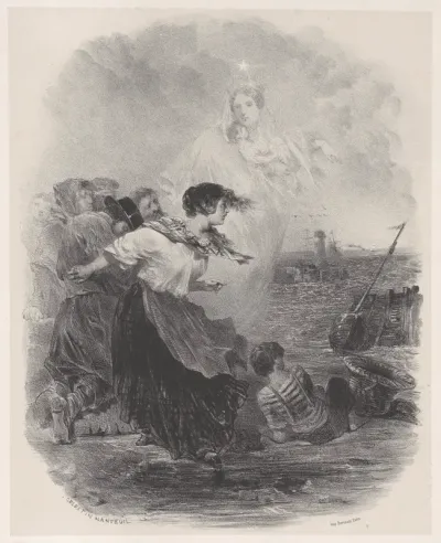 Woman by the Sea with the Madonna, Pointing to a Ship
