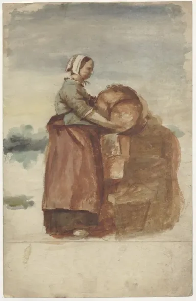 Woman cleaning a barrel