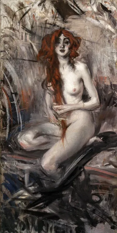 Woman Combing Her Hair