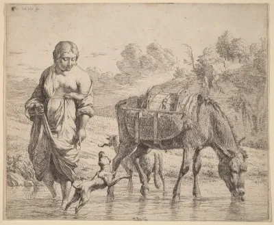 Woman Crossing a Stream