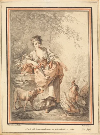Woman Feeding Chickens