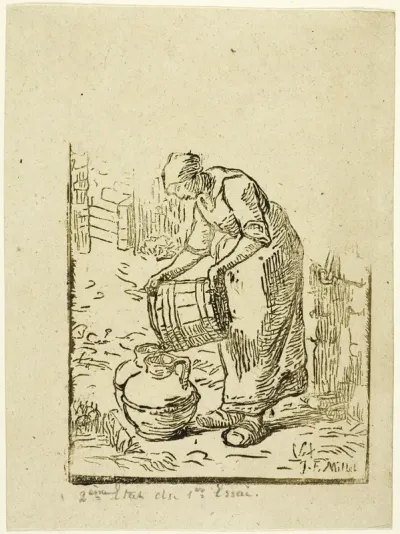 Woman Filling Water-Cans
