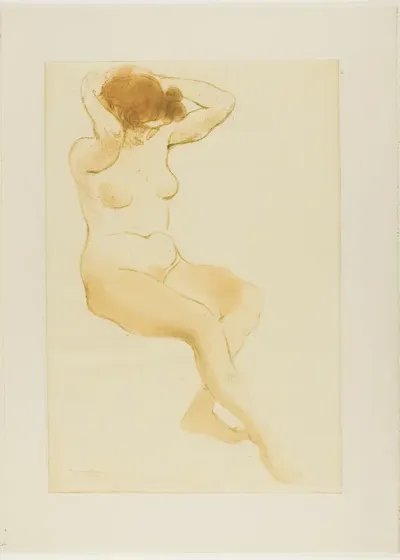 Woman Fixing Her Hair, Three-Quarter View
