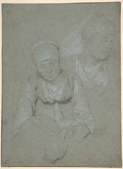 Woman Holding a Jug and a Study of her Head Seen from the Left