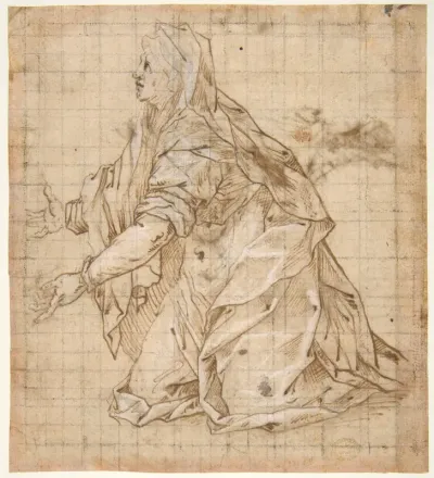 Woman Kneeling Facing Left (recto); Seated Woman Facing Right (verso)