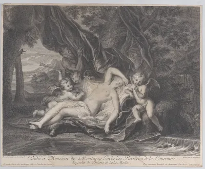 Woman looking at a portrait of her lover