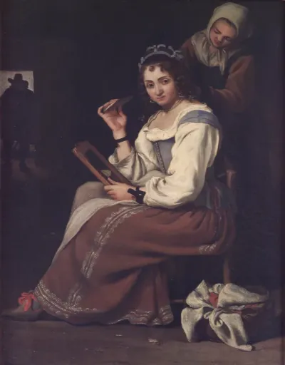 Woman making her toilet