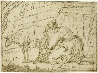 Woman Milking an Ewe