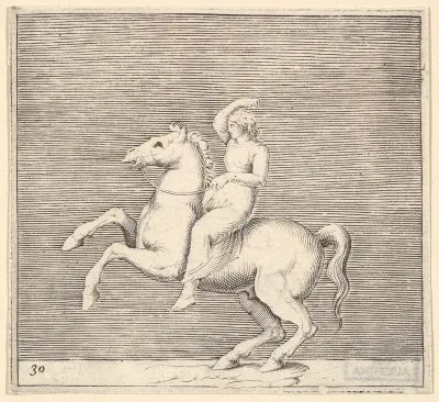 Woman on Rearing Horse, from "Ex Antiquis Cameorum et Gemmae Delineata/ Liber Secundus/et ab Enea Vico Parmen Incis"