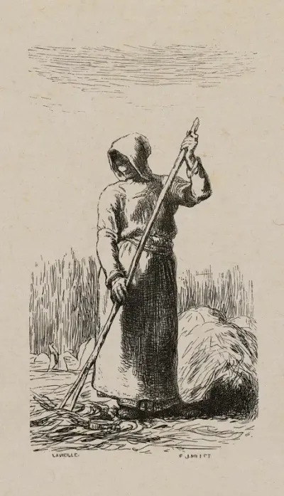 Woman Raking Hay