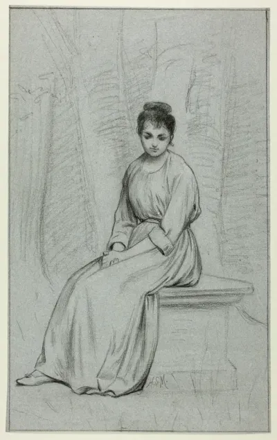 Woman Resting on Stone Bench