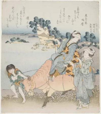 Woman riding an ox