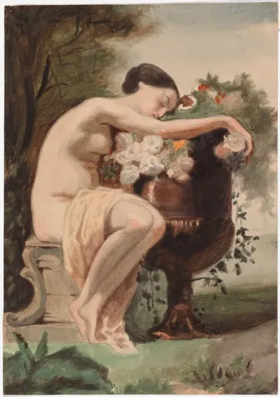 Woman Seated, copy after August Jernberg's Nymph by a Flower Urn