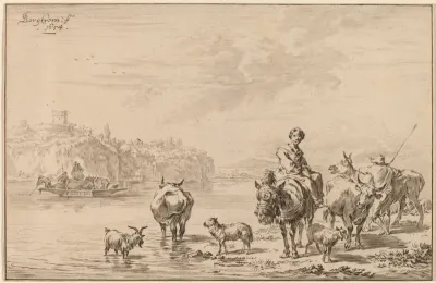 Woman Seated on a Mule
