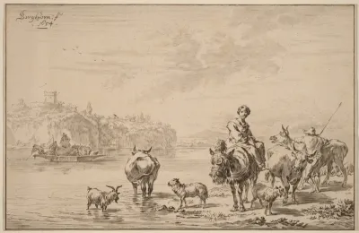 Woman Seated on a Mule