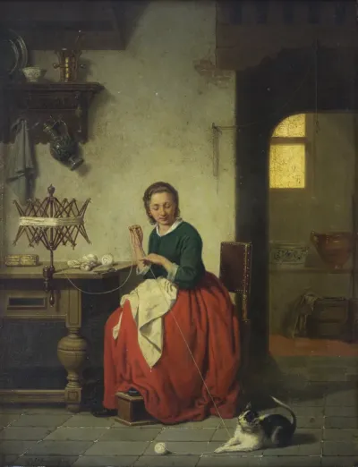 Woman Winding Yarn