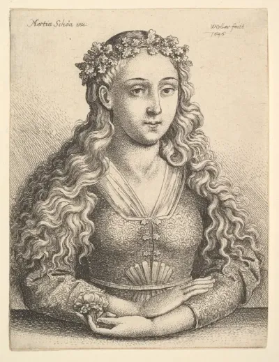 Woman with a wreath of oak leaves