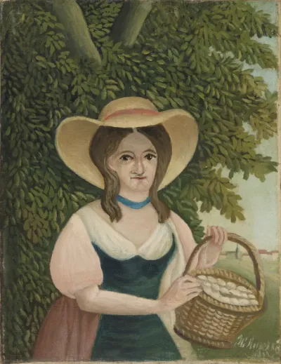 Woman with Basket of Eggs