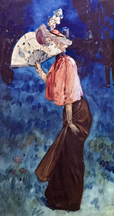 Woman with fan