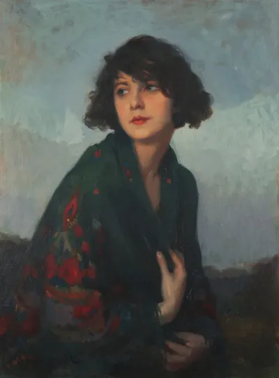 Woman with Green Scarf