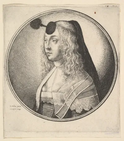 Woman with houpette on forehead turned to left, from "Women's Heads Framed in Roundels"