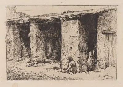 Woman working within a shed