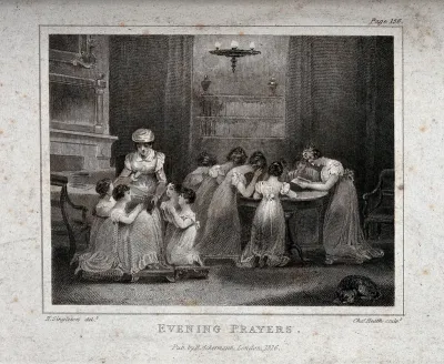 Women at evening prayers in a private home