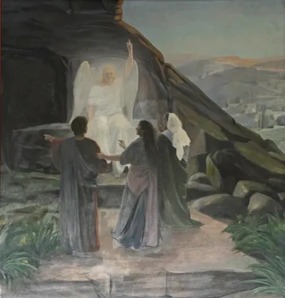 Women at the grave on Easter Morning.