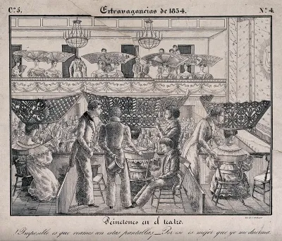 Women attending the theatre in Buenos Aires are wearing very large, ornate head dresses, which makes it very difficult for men to talk to them