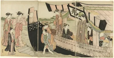 Women Coming Ashore from a Pleasure Boat on the Sumida River