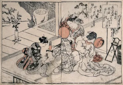 Women dressing their hair